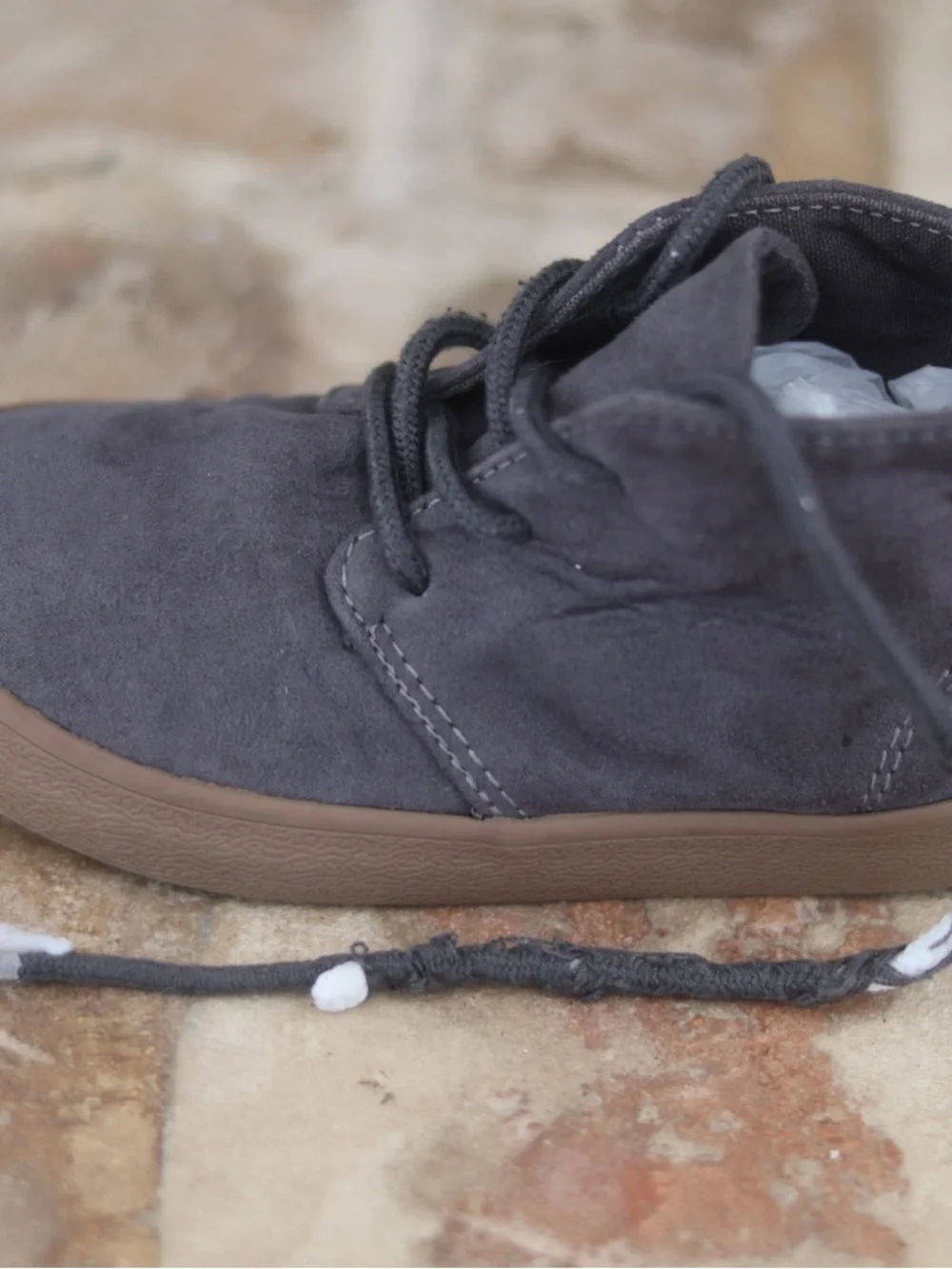 GAP Kids Charcoal Suede Lace-Up Shoes with Tan Outsole